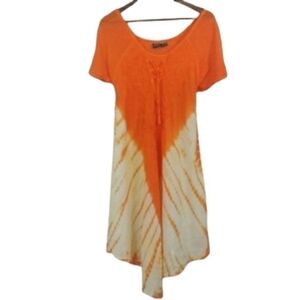 S.R. Fashion Orange Beach Poolside Travel Islan Tie-dye Swimsuit Cover Dress Top